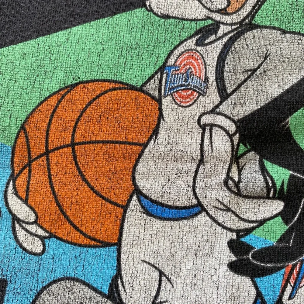 Vintage Space Jam Graphic T-Shirt Mens M Black Bugs Bunny Daffy Duck‎ 90s Retro